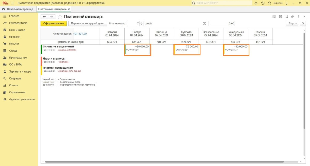 Описание, порядок работы с платежным календарем в 1С Описание, порядок работы с платежным календарем в 1С